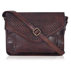 6434 Leather Flapover Crossbody Handbag Purse with Adjustable Strap &